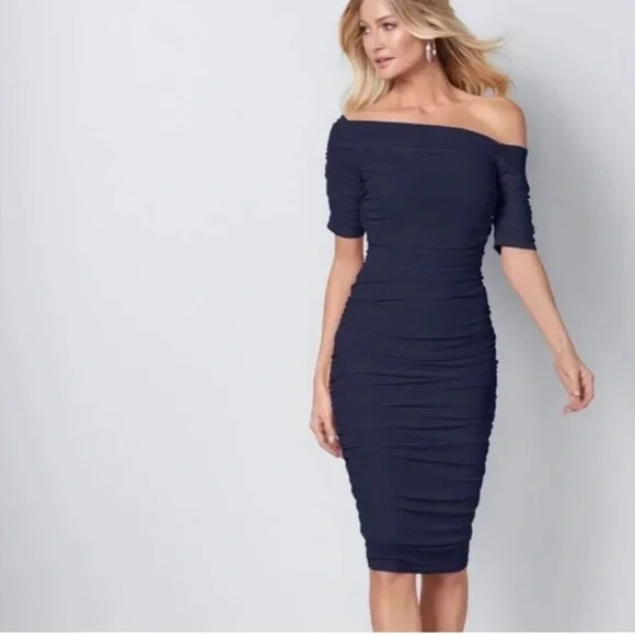 VENUS One Shoulder Navy Dress - Picture 2 of 9